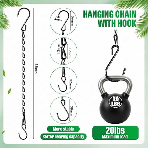 Miniatura 2 de Outus Paquete de 4 cadenas colgantes negras de 35 pulgadas para comederos de pájaros, macetas, linternas, campanillas de viento, adornos decorativos