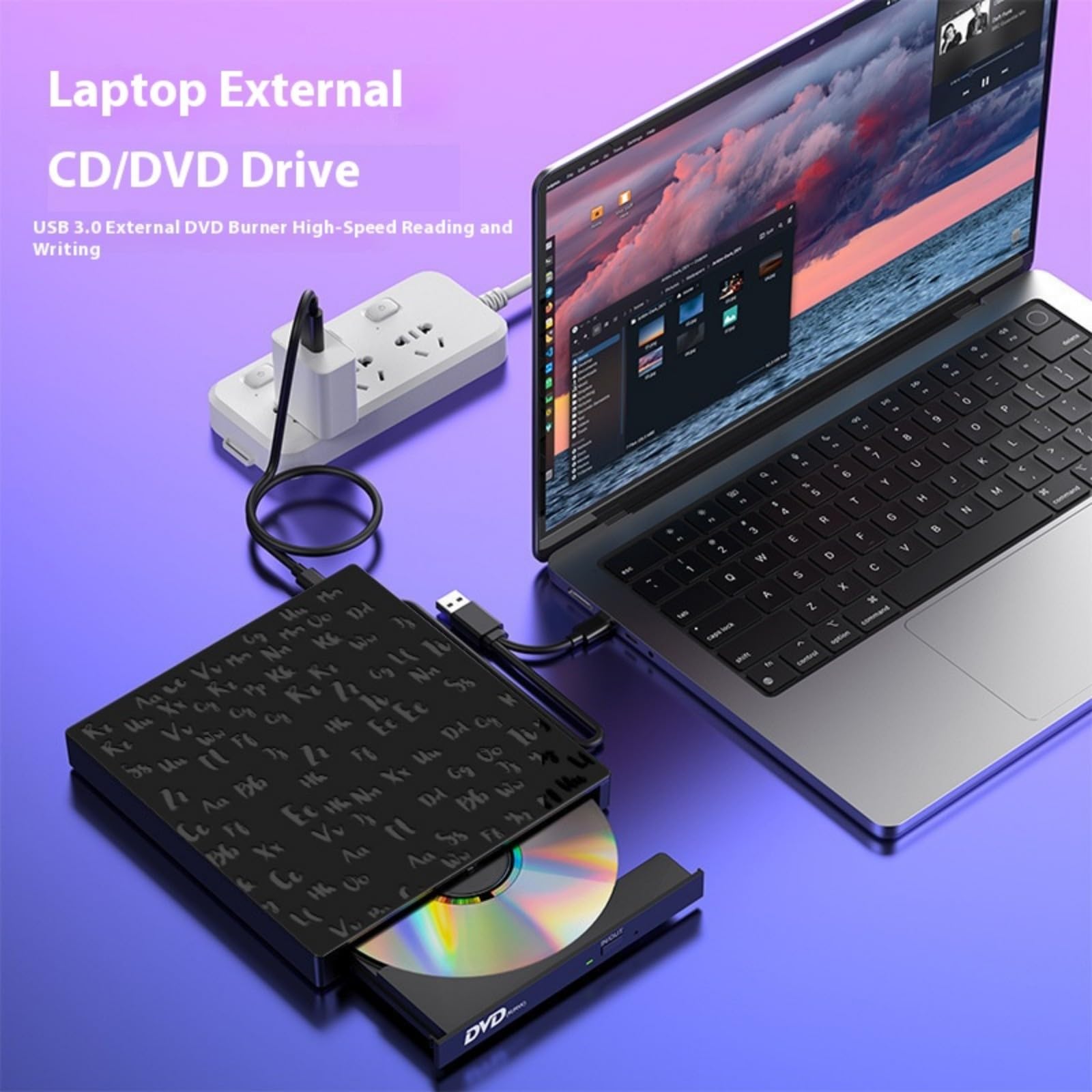 Masterizzatore esterno DVD 5 in 1 Funzione USB3.0 Tipo C Porta CD Writer per computer USB C Rws Drive