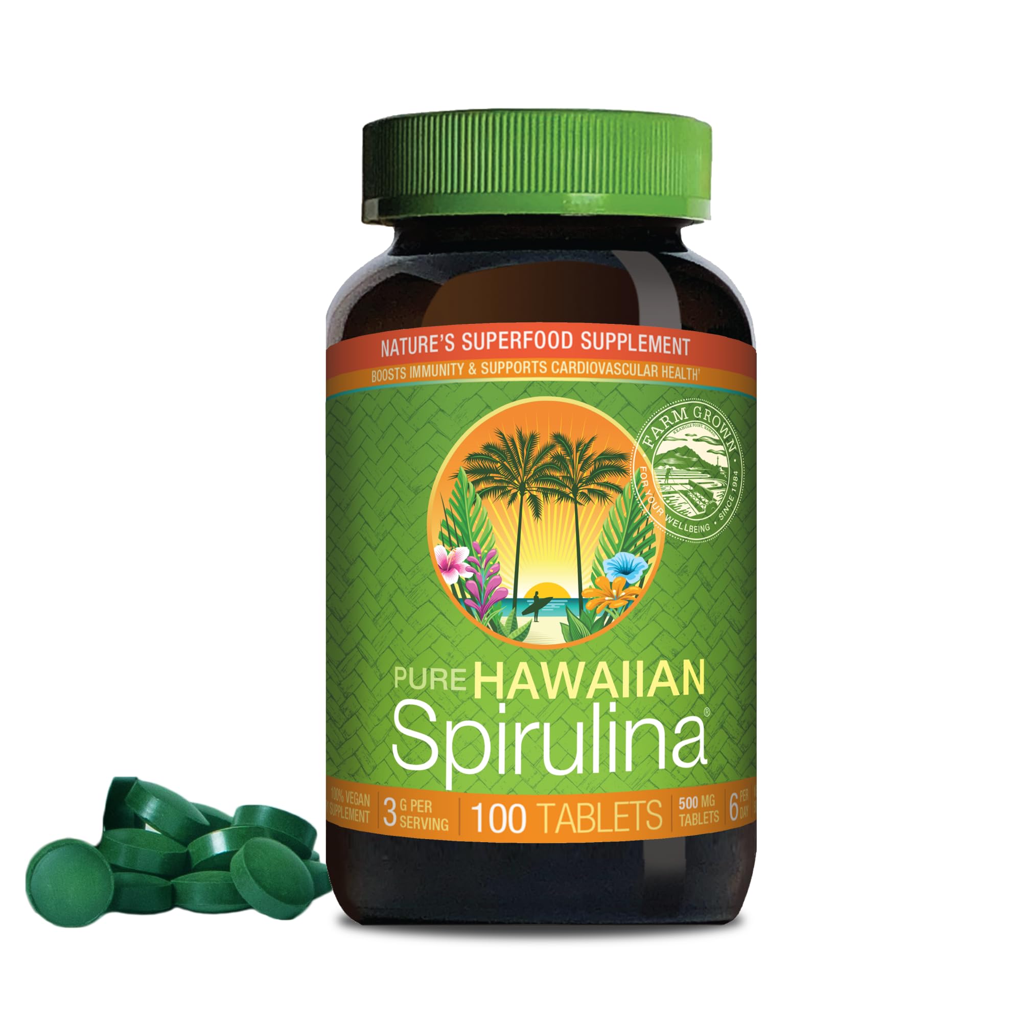 Nutrex Hawaii, Pure Hawaiian Spirulina 500 mg, 100 Tablets 100 Count (Pack of 1)