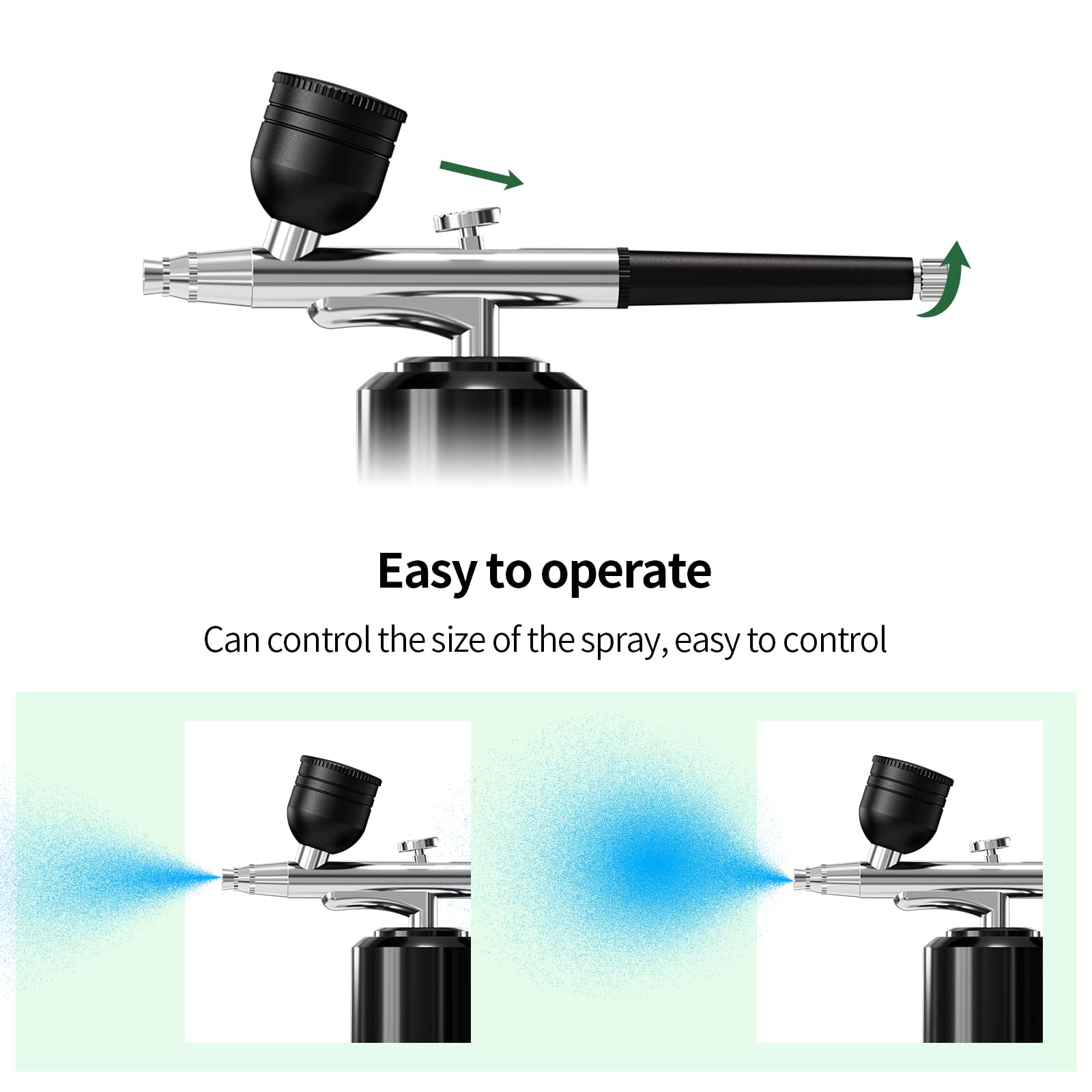 Airbrush-Set mit Kompressor, tragbares Airbrush-Set, 48 PSI, Hochdruck-Luftbürsten-Set, kabellos, wiederaufladbar, mit 0,3 mm Düse und Reinigungsbürste für Malerei, Nagelkunst, Make-up (schwarz)