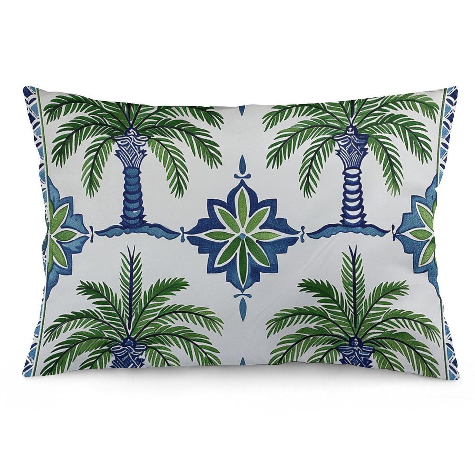2 Pack Pillow Cases for Hair and Skin, Soft Breathable Pillow Case Covers with Hidden Zipper, Palm Tree Pattern Pillowcase 12 "x20 Pillow Covers for Sleeping Gift