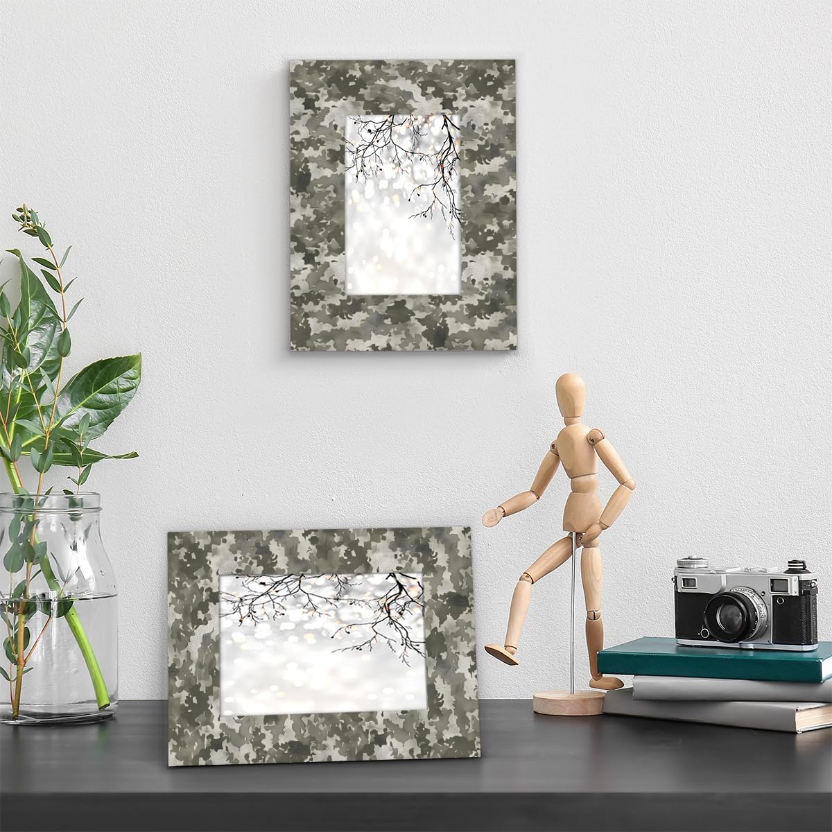 Us Army Camo 4x6 Picture Frame, 4x6 Wood Photo Frames Tabletop Display or Wall Mounting for Gallery Office Home Decor Gifts