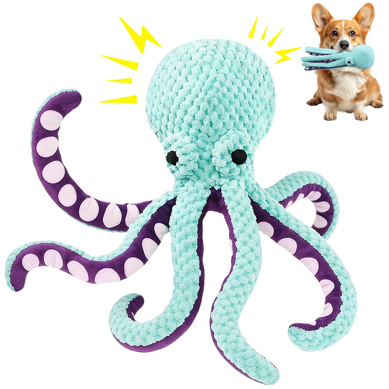 YUNLAN Squeezing Dog Toys - Octopus Dog Toys Vocal Dog Toys Soft Fabric Plush Dog Toys Suitable for