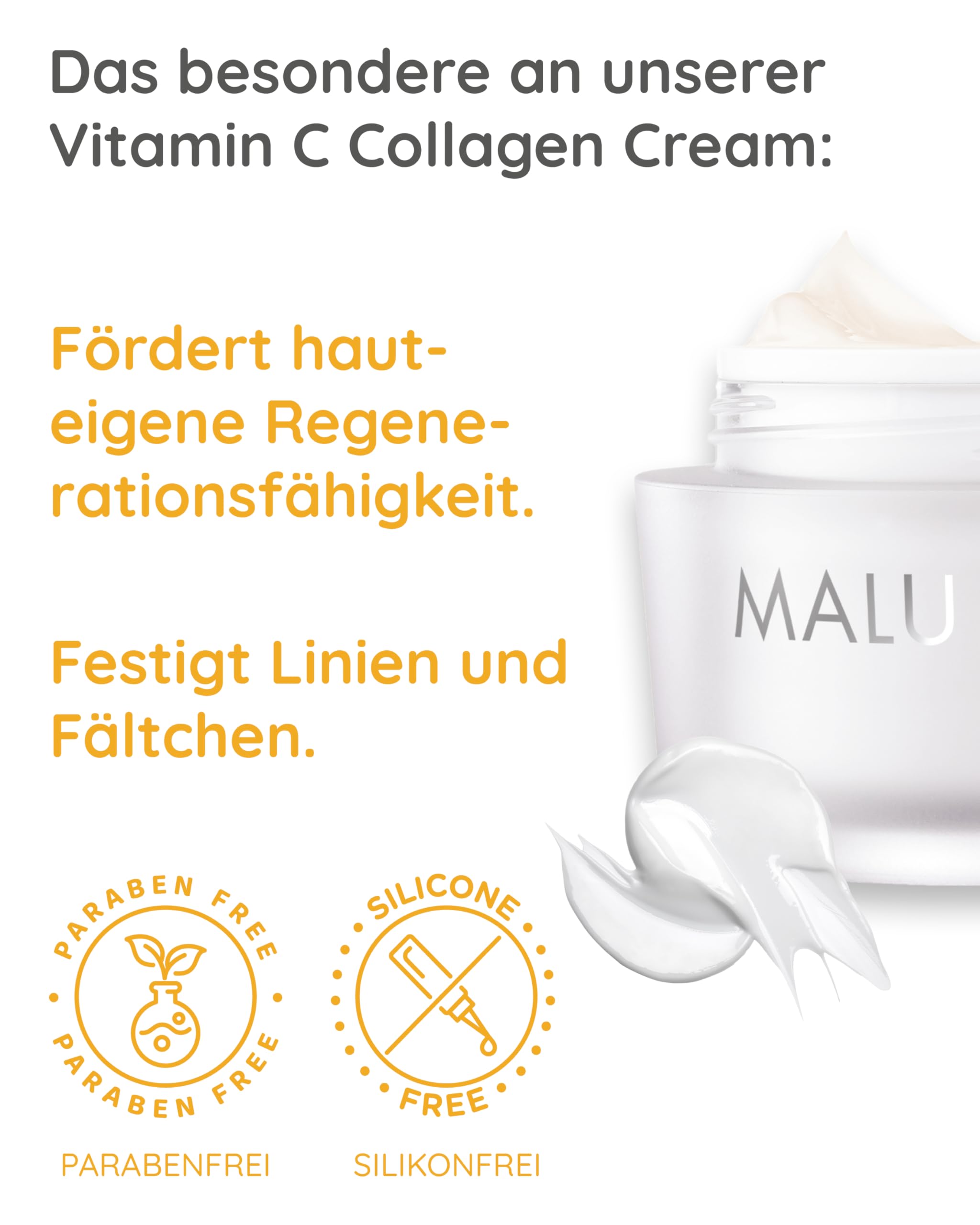 Malu Wilz Vitamin C Collagen Cream 50 ml I Anti-Aging Gesichtspflege-Creme mit Vitamin C I Skincare mit Collagen Booster Peptide für strafte Konturen