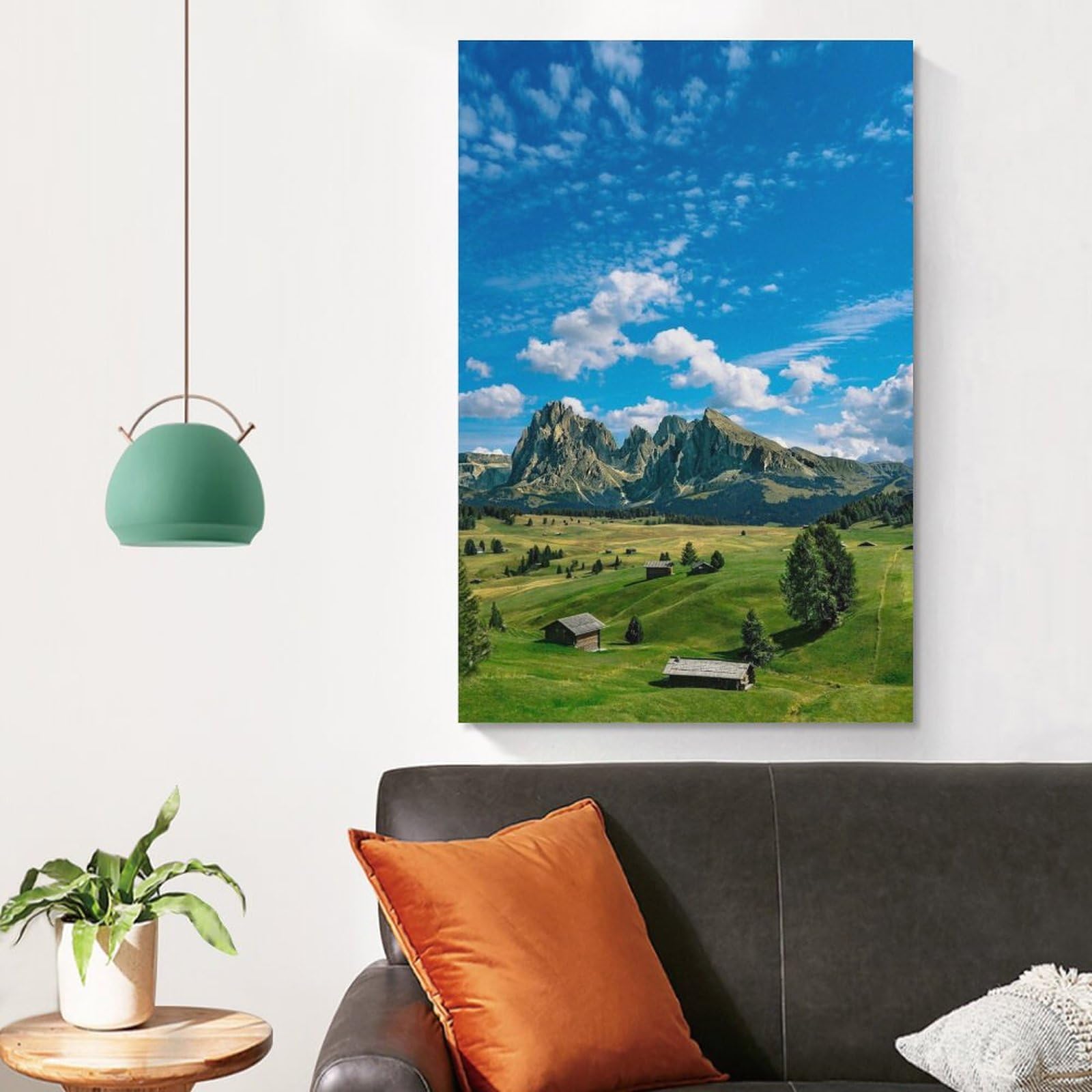 Amazon.co.jp: 絵画 青空の下の野原と山インテリア 絵画 草原と