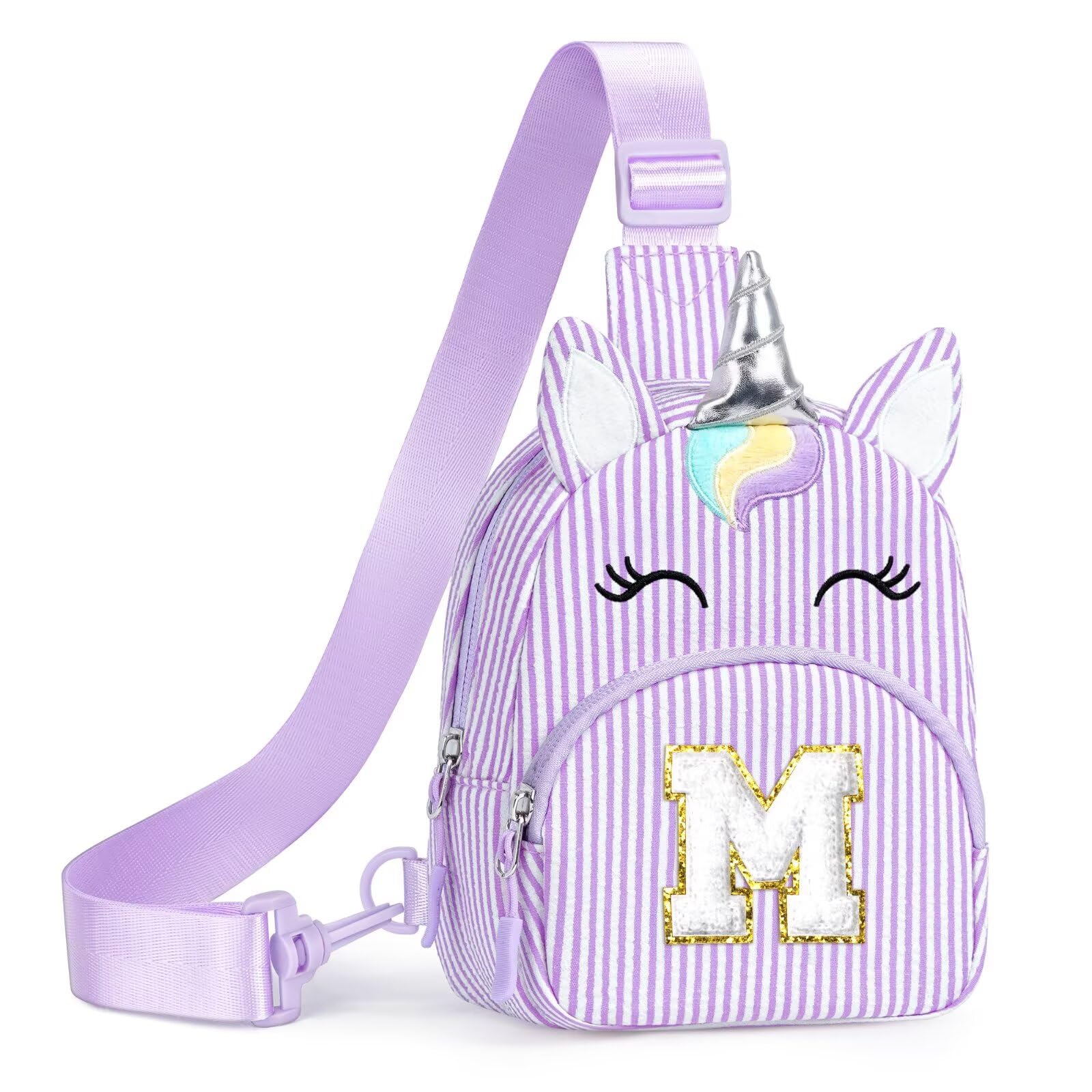 YOOLIFE Buchstaben Umhängetasche Kinder Mädchen Einhorn - Geschenk Mädchen 3 4 5 6 7 8 9 10 11 12 13 14 15 Jahre, Personalisiert Teenager Einhorn Gürteltasche Geschenke für Frauen Freund Schwester