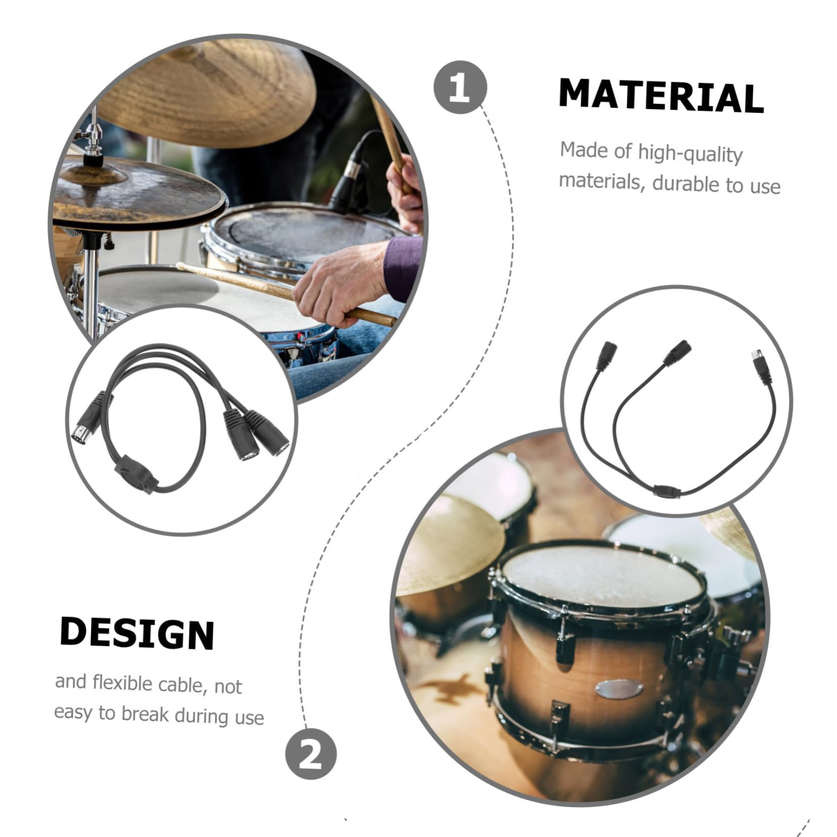 BESTonZON 3 Pz Linea audio -due cavo midi in grado di microfono y prolunga elettrica cavo per pianoforte elettrico cavo per tastiera midi divisore buco femminile distributore adattatore