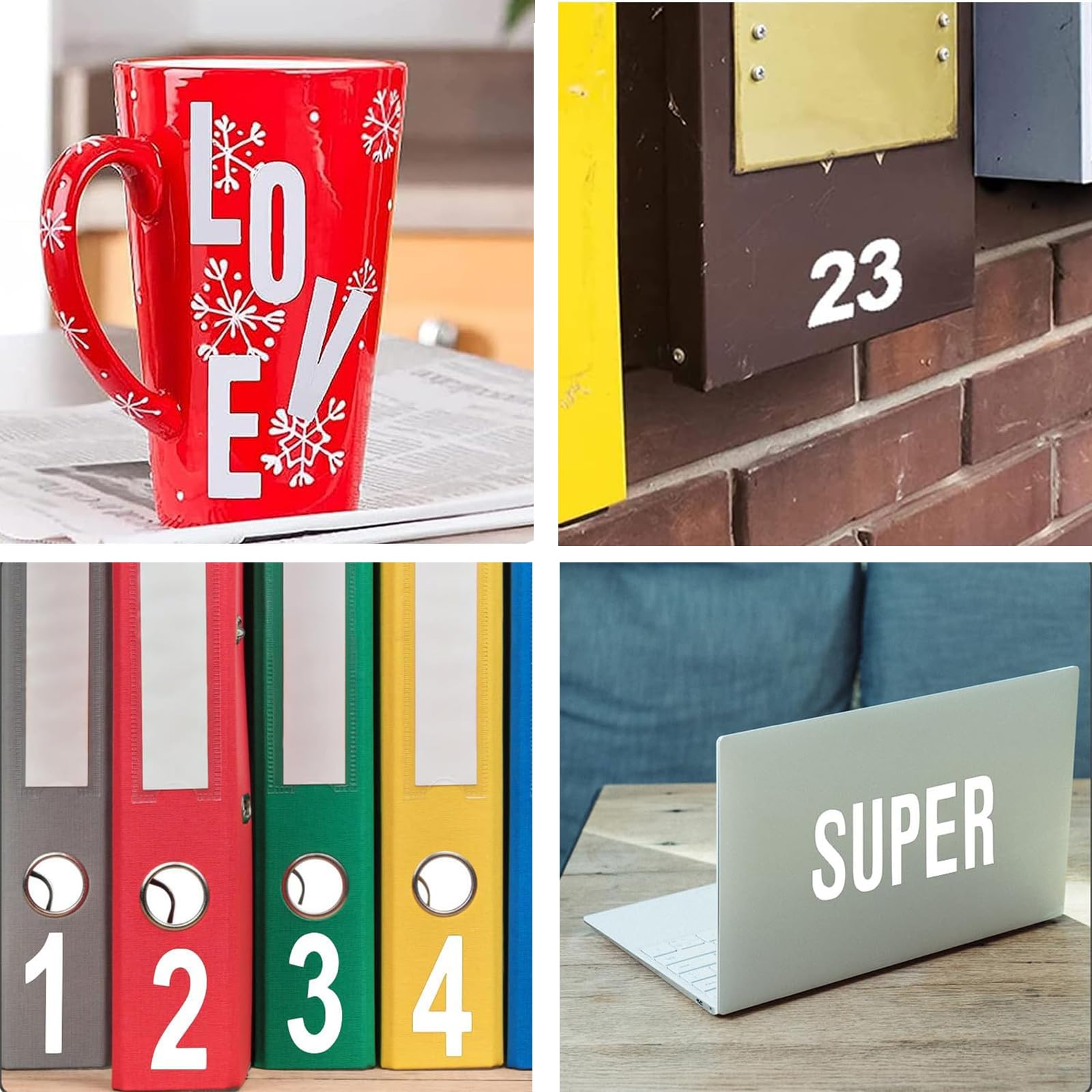 Jeffdad 5 vellen brievenbusnummers, 5,1 cm, voor buiten, sterke vinylstickers, brievenbus, deuren, auto's, huis, winkel