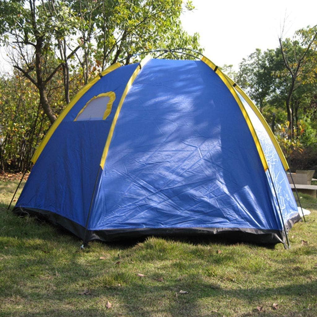 Easy to Assemble Hexagonal Camping Tent Large 3-4 People Waterproof Outdoor Lightweight Family Tent Blue