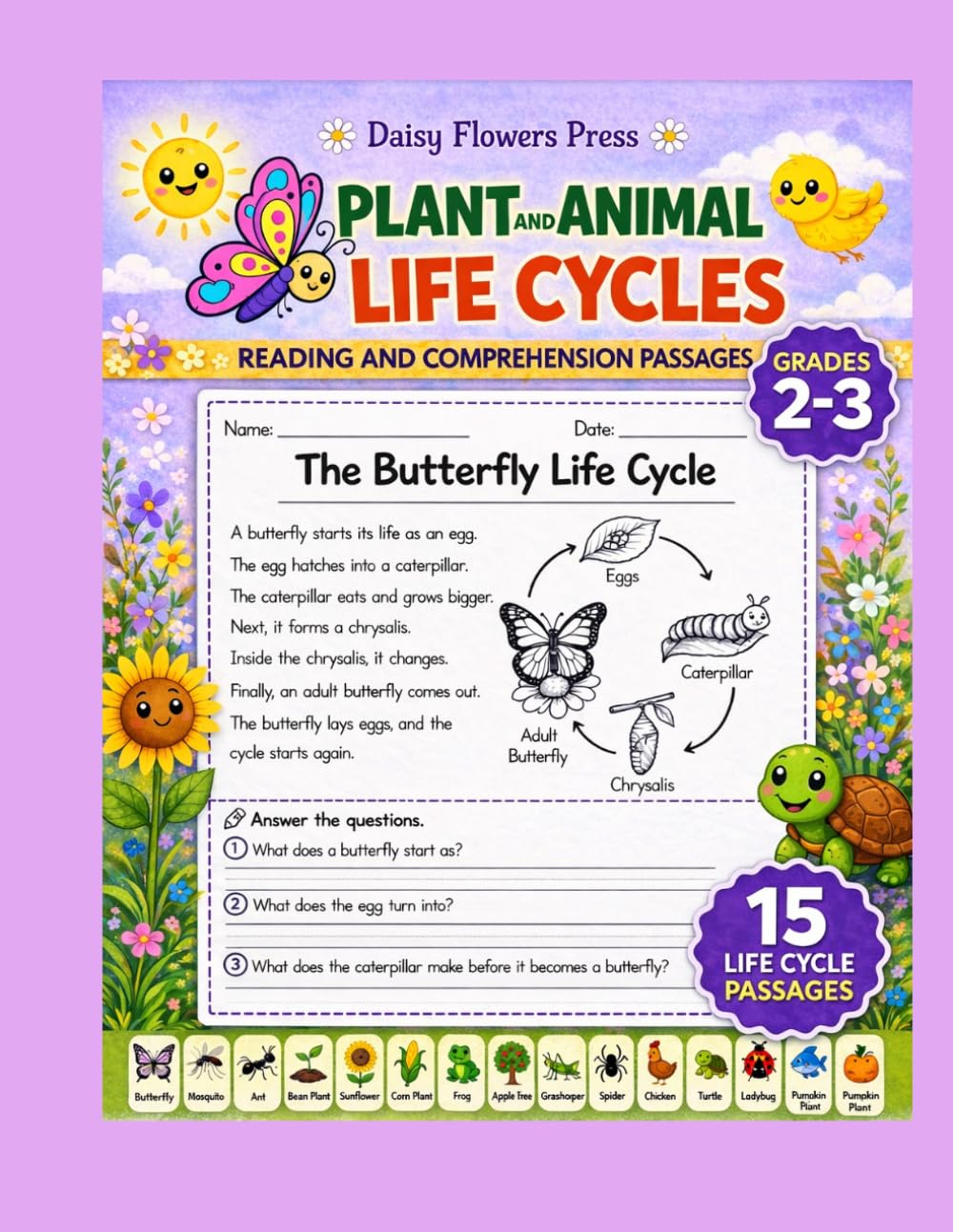 Plant and Animal Life Cycle Reading and Comprehension Passages: Grades 2 - 3 (15 Life Cycle Passages) (Plant and Animal Life Cycles Books for Elementary School)
