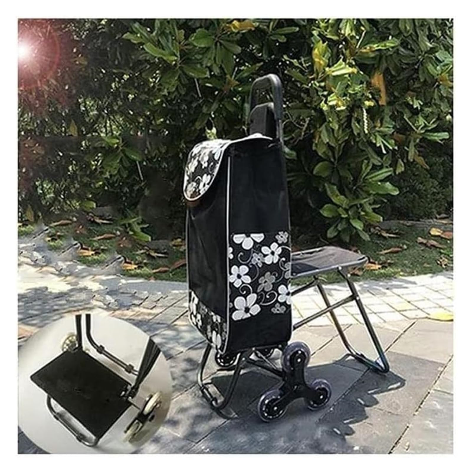 Einkaufswagen Tragbarer, Faltbarer Einkaufswagen mit Sitz, 6 Rädern, Treppensteigwagen for Lebensmittel, Wäsche, persönlicher Handwagen