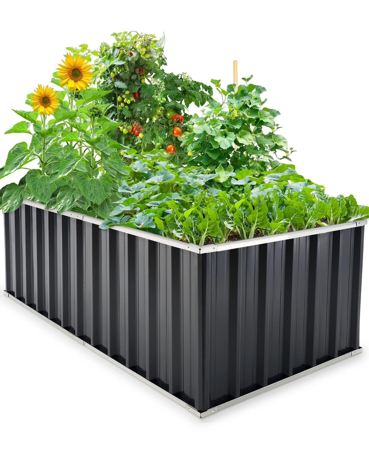 KING BIRD Orto RiAlzato in Metallo Galvanizzato, Fioriera Esterna per Verdure, Erbe, Fiori, 174x90x60cm, Verde Scuro
