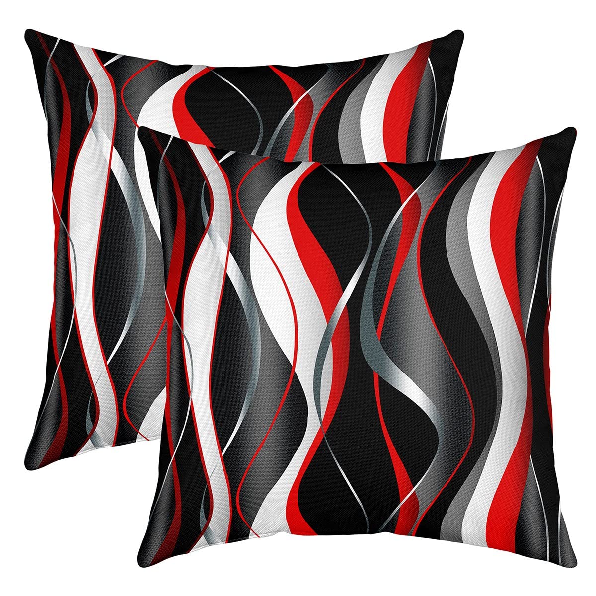 Set di 2 federe per cuscino a righe geometriche, 55 x 55 cm, morbide e moderne