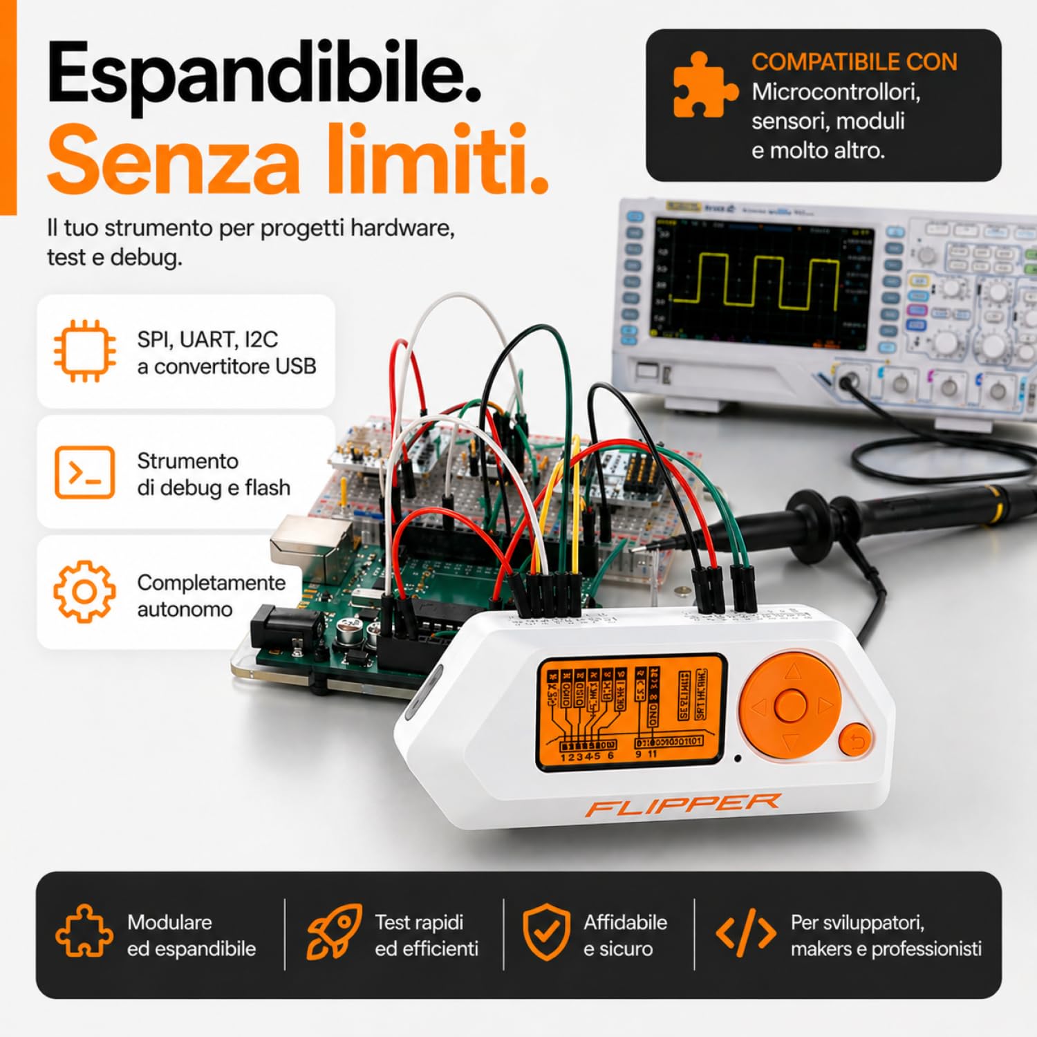 Flipper Zero Starter Set completo | Flipper Zero | Scheda WiFi | Custodia in silicone | Scheda di memoria da 64 GB | Lettore di schede USB