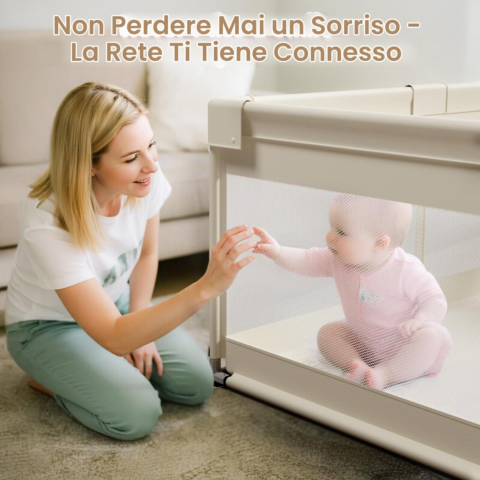 Box Bambini 175×150 cm – Recinto per Bambini Box Grande Recinto Gioco Bebe, ideale per uso interno, Beige