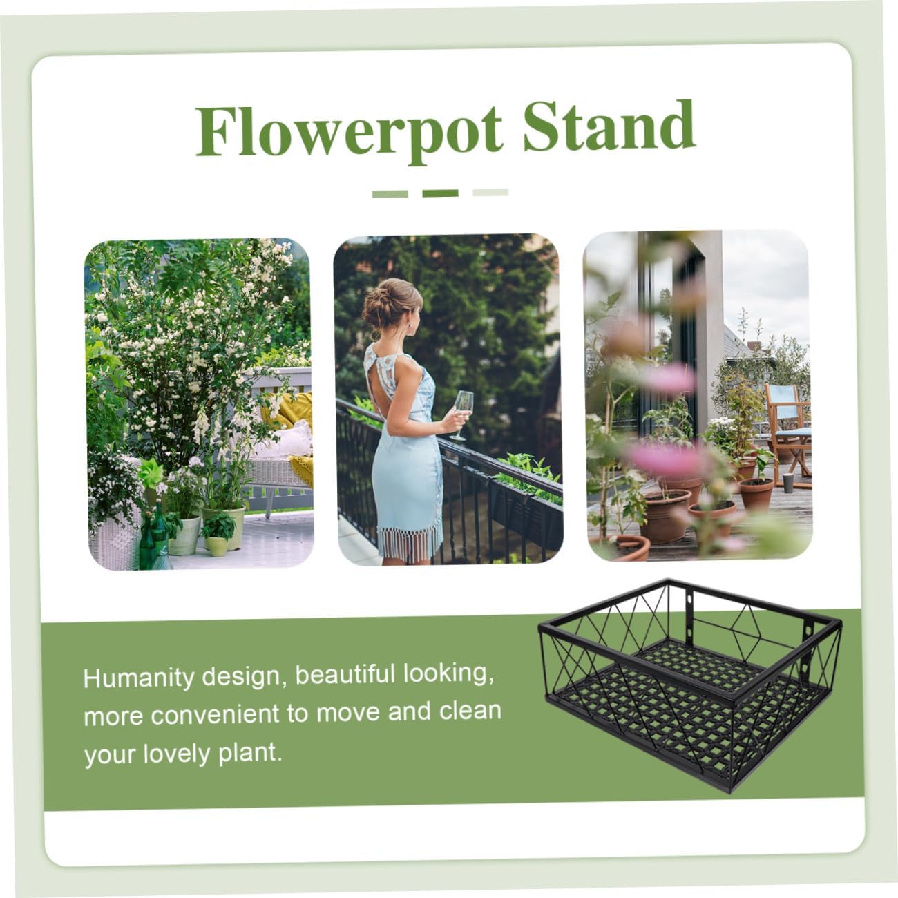 Balcony Flower Pot Rack Hanging Plant Pot Stand Kitchen Storage Shelf Durable Metal Hanger