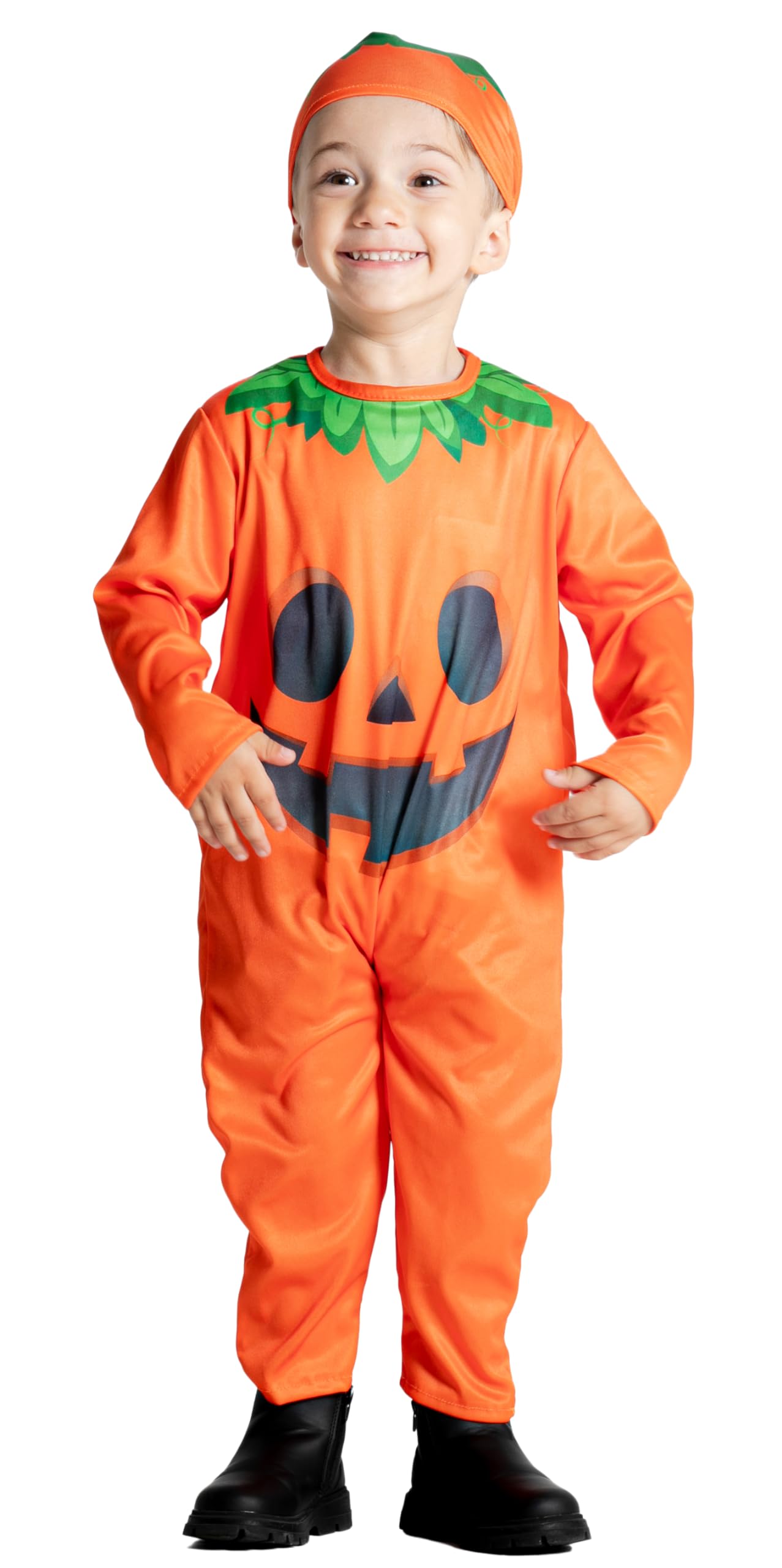 Baby Halloween Pumpkin costume disguise fancy dress unisex baby (Size 1-2 years) with bonnet