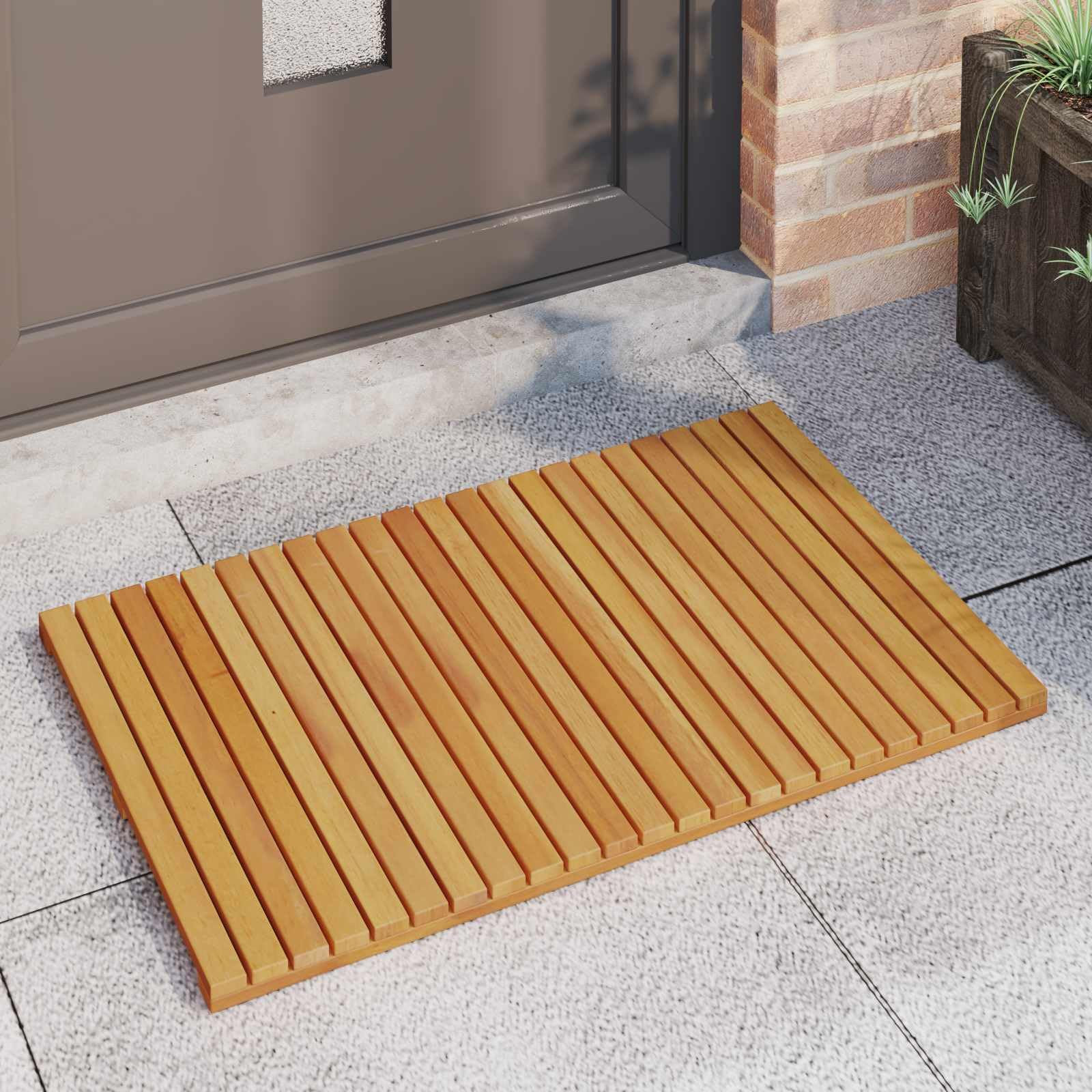 Alfombra de baño de madera maciza de acacia con superficie antideslizante y ventilada para baño, balcón y spa, 80 x 50 cm, impermeable, duradera, fácil de limpiar, secado rápido