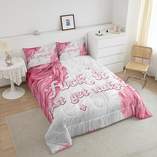 Miniatura 3 de Feelyou Get Naked - Juego de ropa de cama para niños, juego de edredón de piel de vaca para niños, color rosa vaca, decoración con purpurina, juego