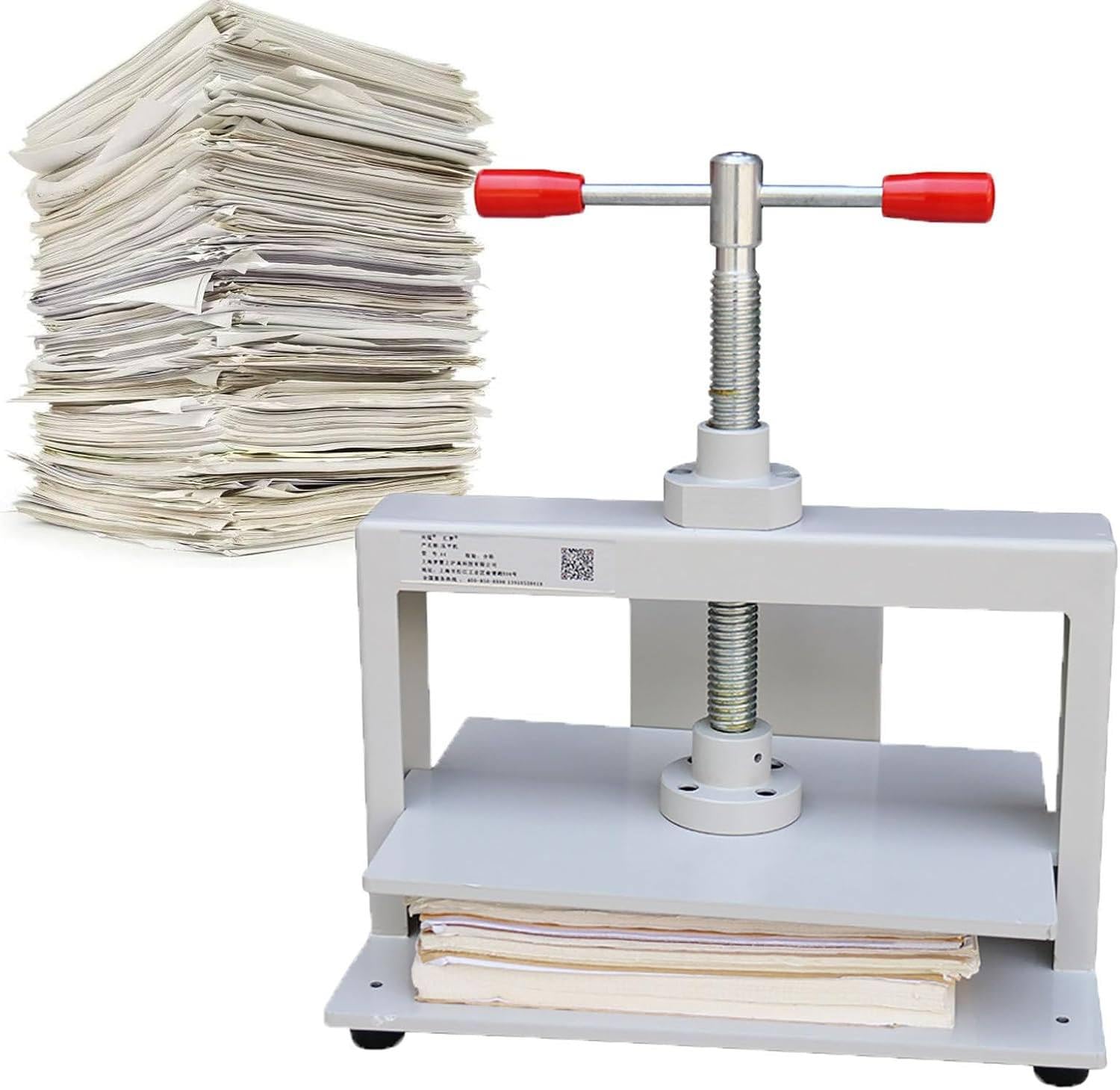 Macchina Manuale per appiattire e pressare Libri, pressa per Rilegatura, pressa per Carta, rilegatrice per impieghi gravosi, pressa per Riparazione e Lavorazione di Libri. (A4)