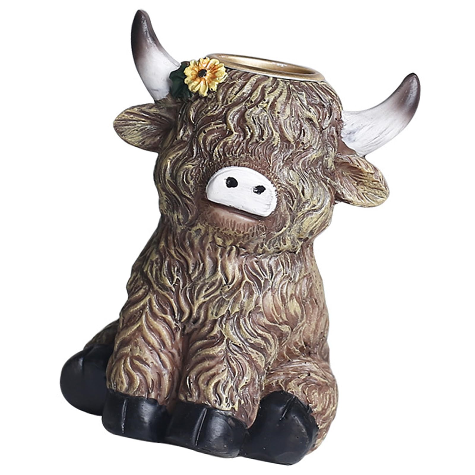 HZBB Resin High Cow Statue Taper Holders for Home Party Centerpieces Decors Perfect for Festivals and Gift High Cow Statue
