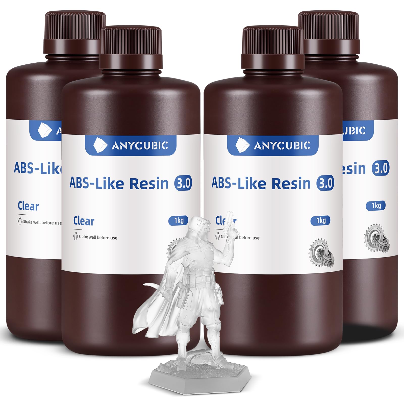 ANYCUBIC ABS-Like Resin 3.0, Resina per Stampanti 3D con Eccellente Durezza e Tenacità, Alta Precisione per Stampanti 3D a Resina, Trasparente 4000g