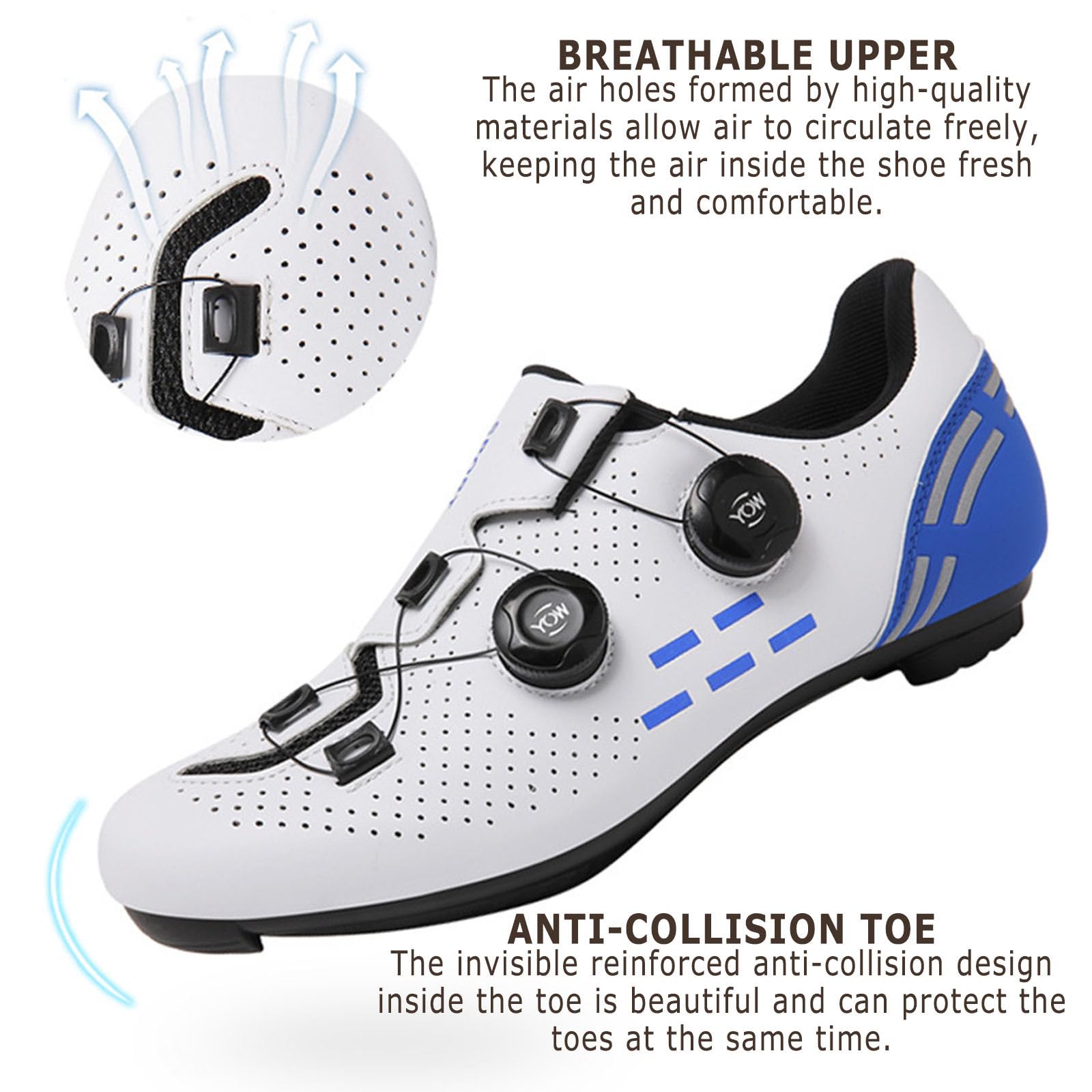 Surwin Scarpe Ciclismo Strada Uomo Donna, Scarpe Bici da Strada Unisex con Look Delta Cleats e 3 Bulloni, Design Fibbia Girevole Sneakers Antiscivolo Traspirante, 36EU-47EU