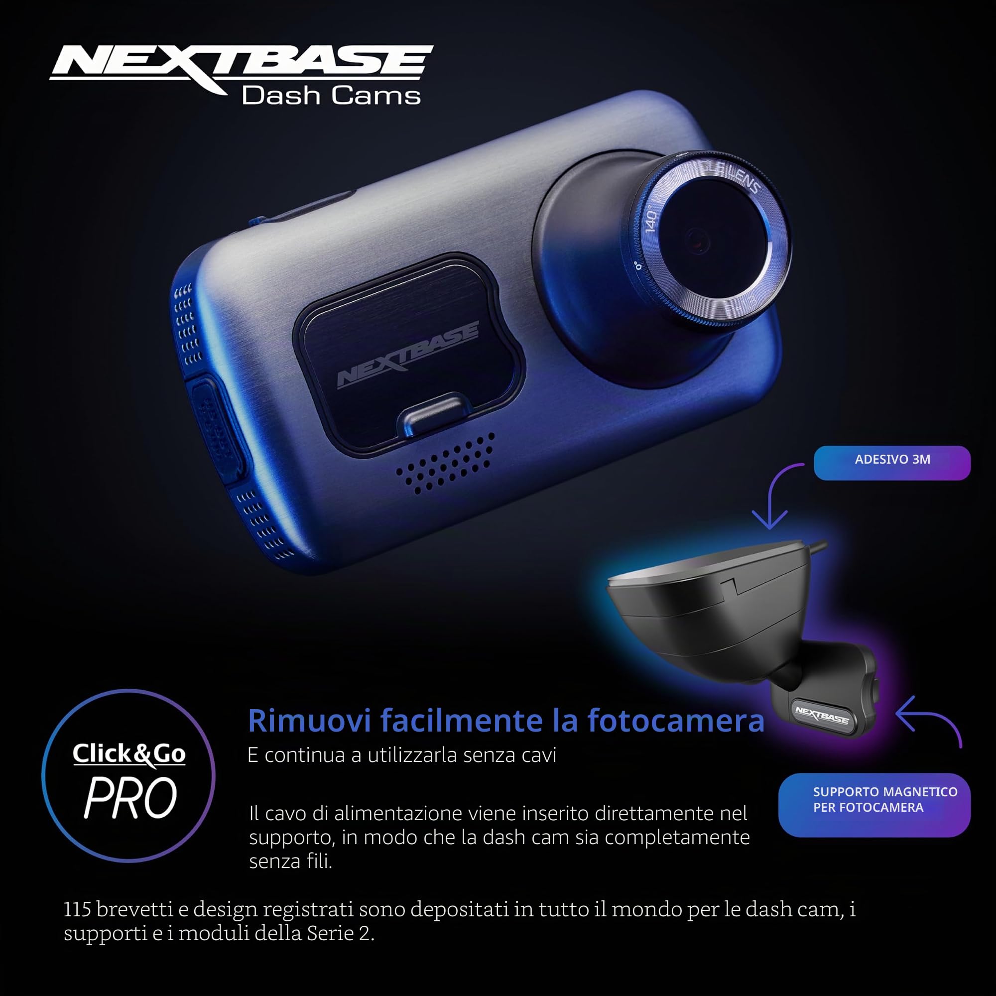 Nextbase® 622GW Dash cam Auto Fronte Retro | Modalità di Parcheggio 24/7 | Dashcam Auto 4K 2160p 30fps | Schermo Tattile da 3" Telecamera | Camera con Angolo di visione 140° | MicroSD da 64 GB Inclusa