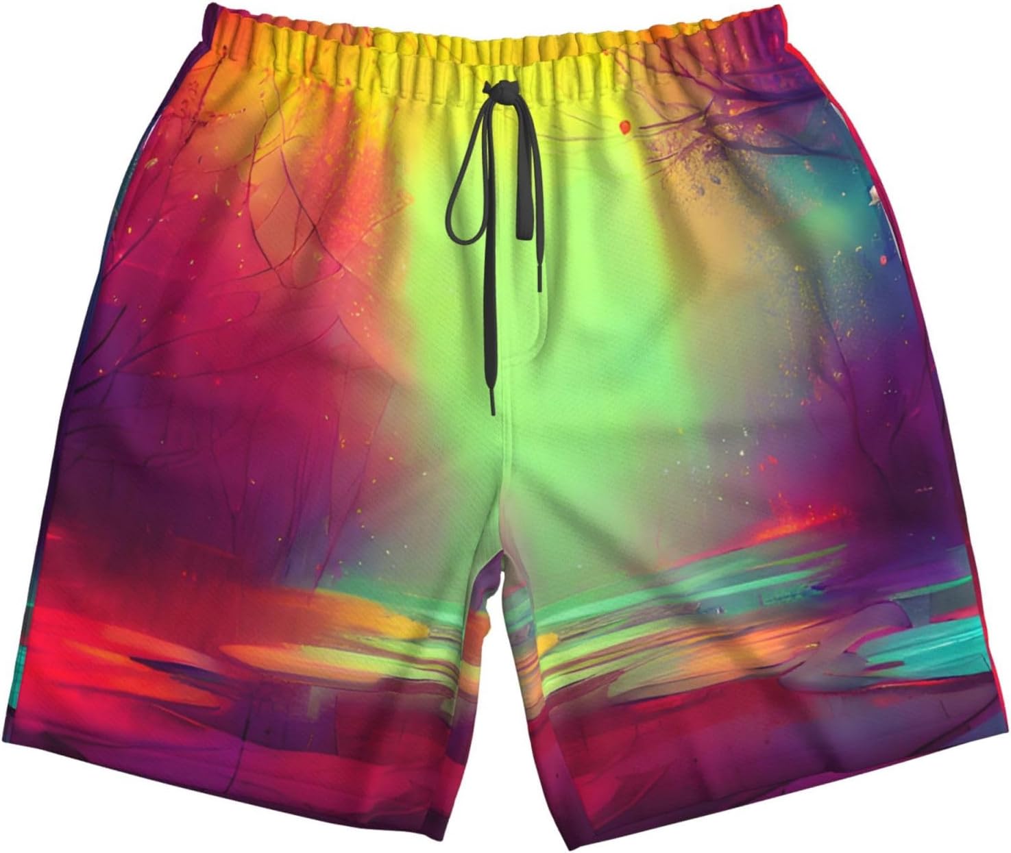 Dream Colorful Print Men's Quick-Drying Shorts Casual Beach Pants Stretch Waist Shorts and Pockets