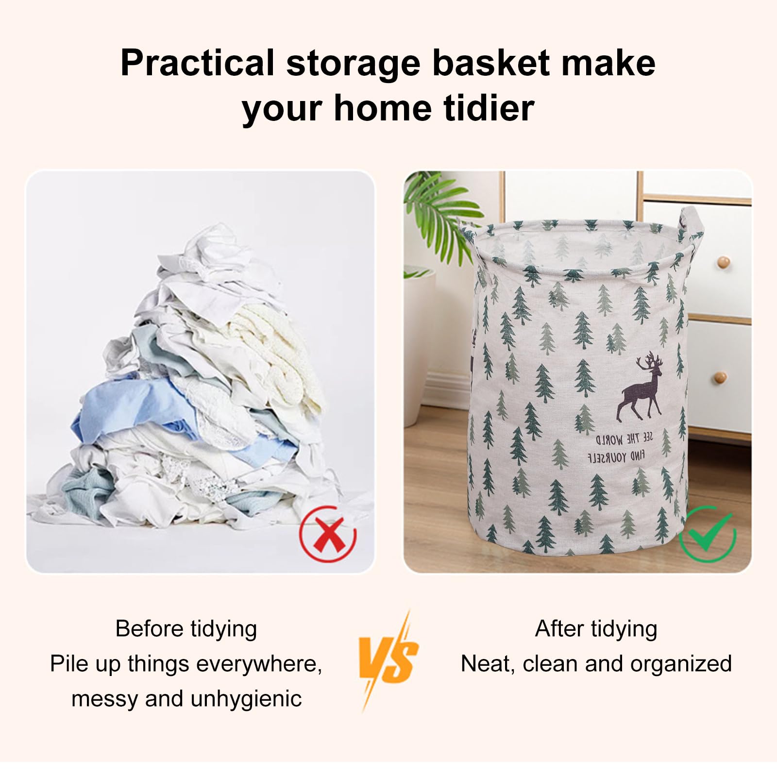 Panier à Linge en Toile Paniere a Linge Sale Étanche Panier à Linge Sale Pliable Corbeille a Linge Bebe avec Poignées Panier Rangement pour Chambre D'enfant Buanderie