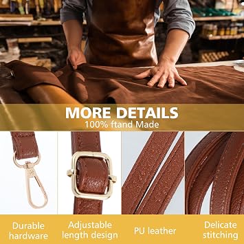 Telooco Purse Strap Replacement 85-150cm Adjustable Leather Belt for Purse Crossbody Bag Handbags (Brown Strap, Gold Buckle)