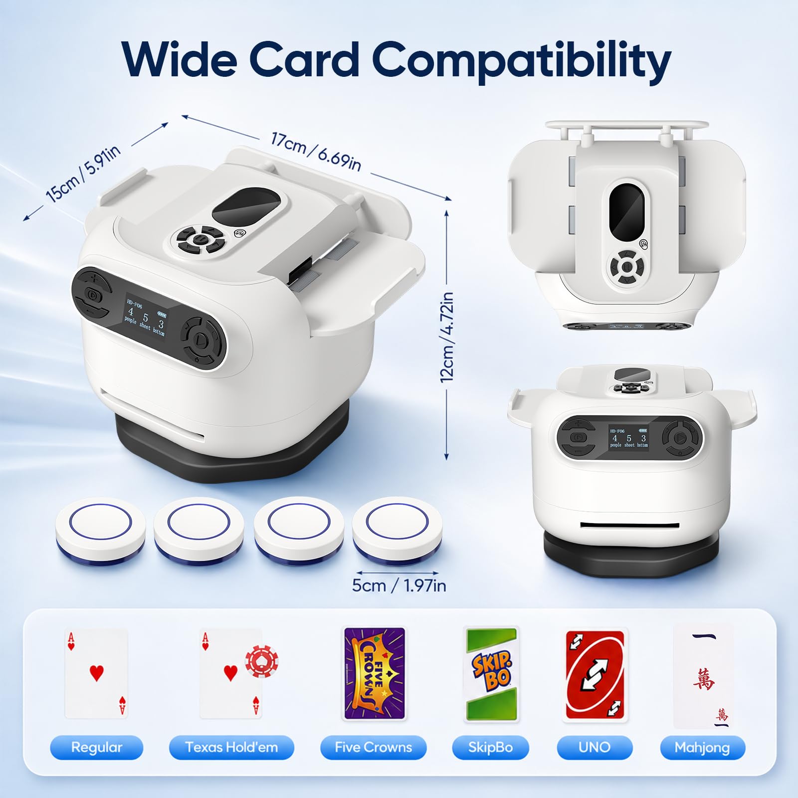 Mescolatore e Distributore di Carte Automatico, Rotazione 90°/180°/360°