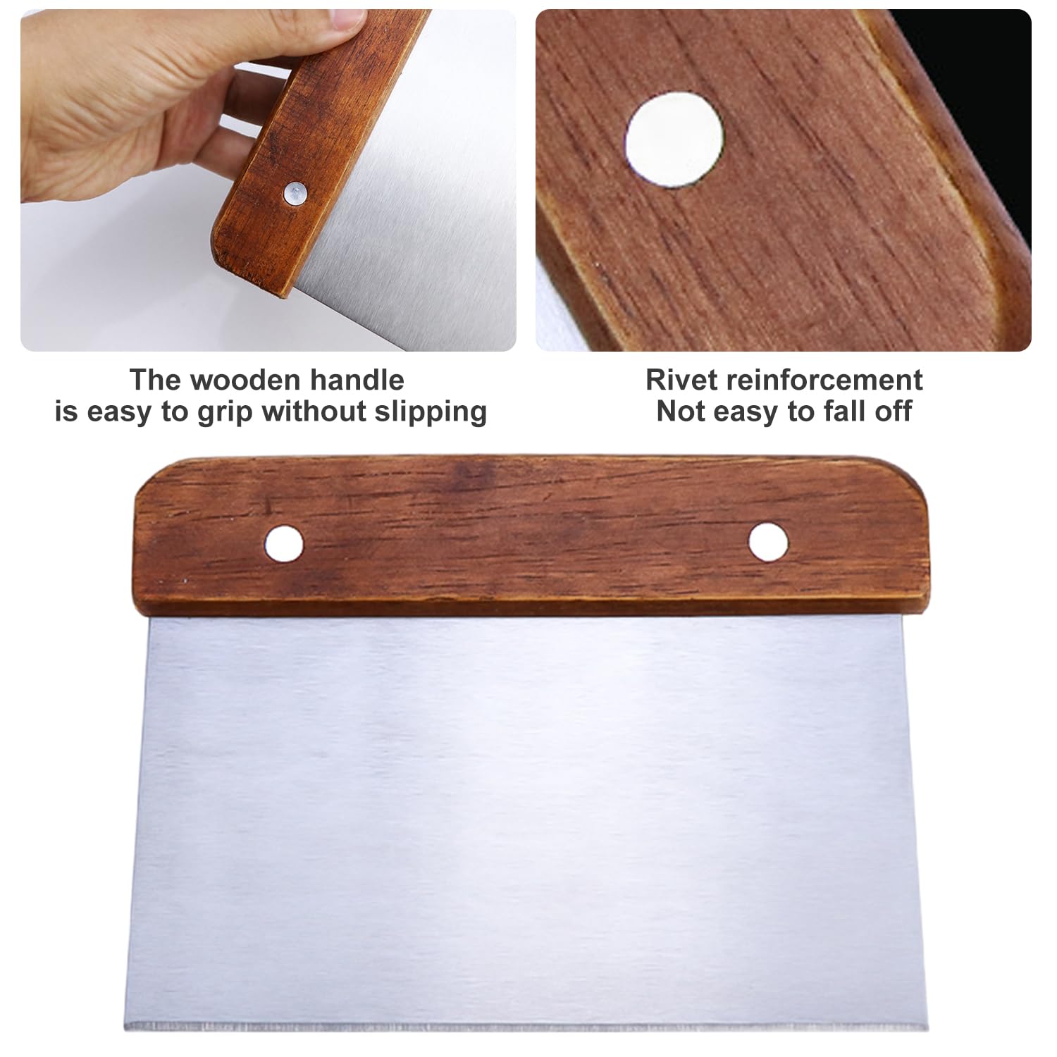 Raschietto Per Pasta In Acciaio Inossidabile - Utensile Multiuso Con Manico In Legno E Scala - Foto 13