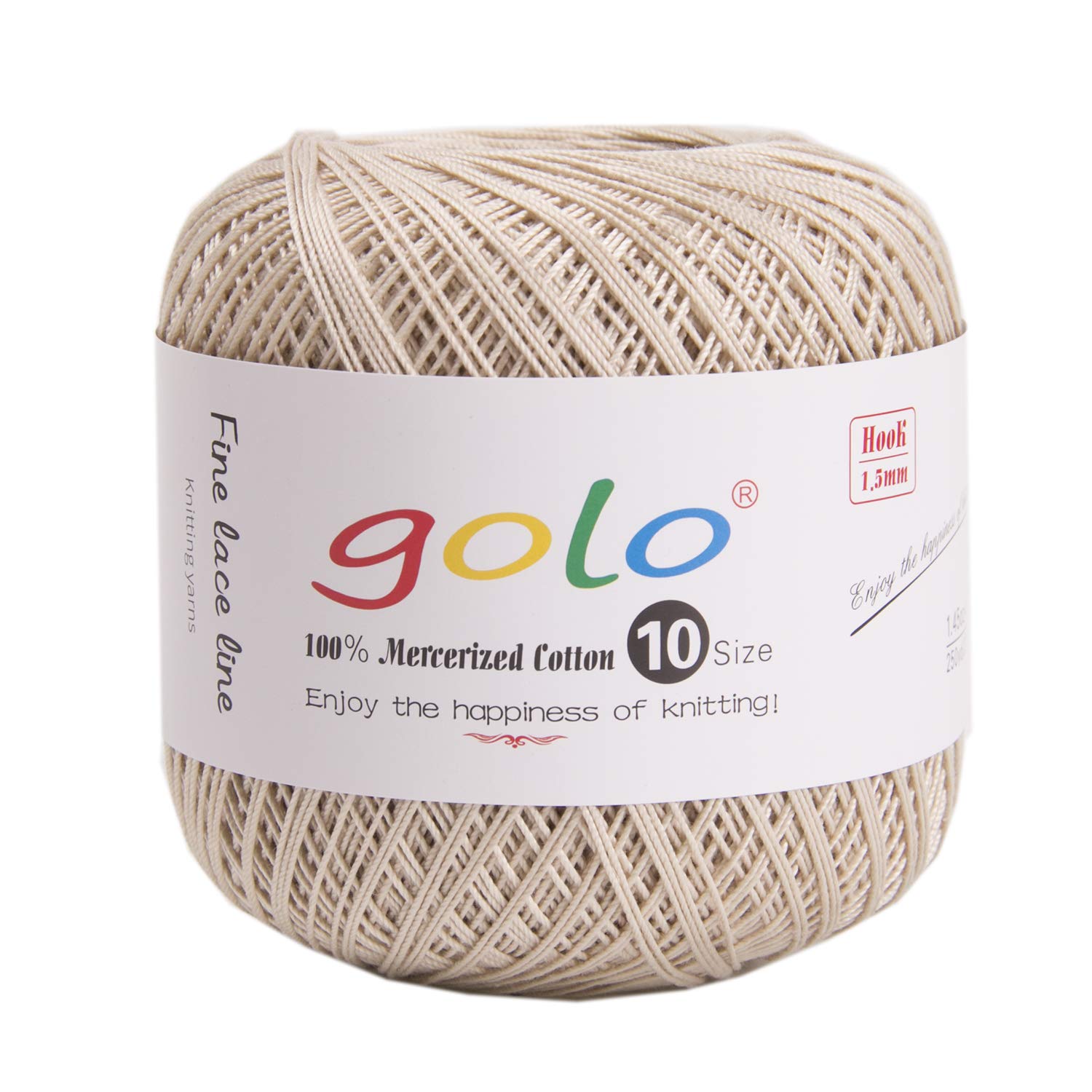 golo Crochet Thread Size 10 Yarn for Tatting Crocheting Weaving Light Khaki 731