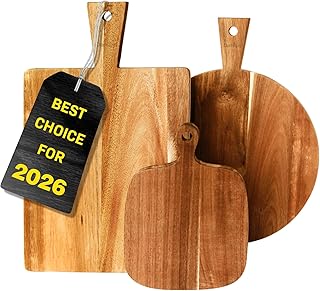 25 Dining Room Shelf Decor Ideas with Wooden Accents 37 Acacia Wood Cutting Board Set of 3 with Handles – Round, Rectangular & P...