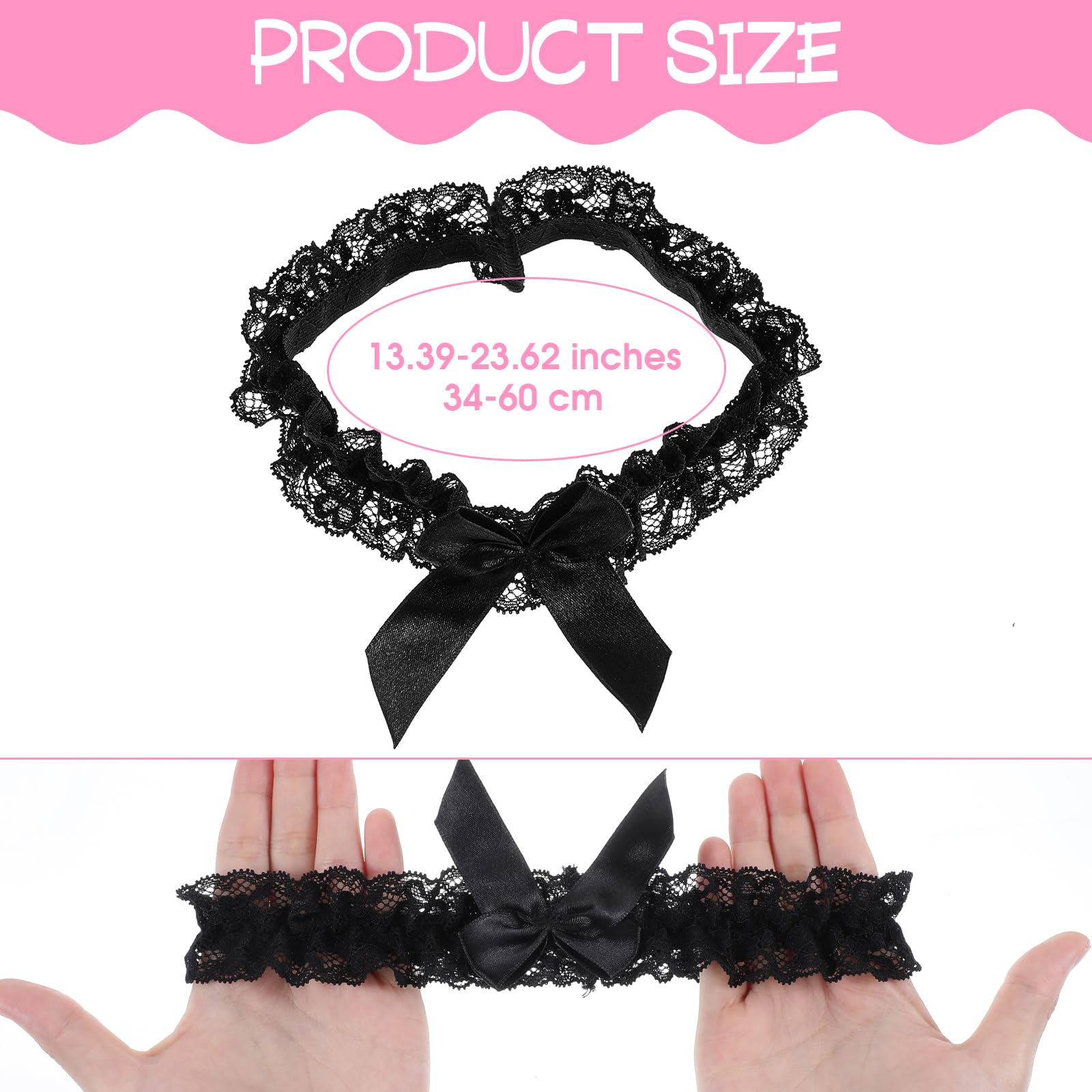 2PCS Lace Wedding Garter for Bride, Black Garter Belt with Bowknot, Sexy Thigh Garters for Women, Legthigh Garters Belt for Wedding, Party, Gifts for Women and Girls（13.39-23.62 Inches）