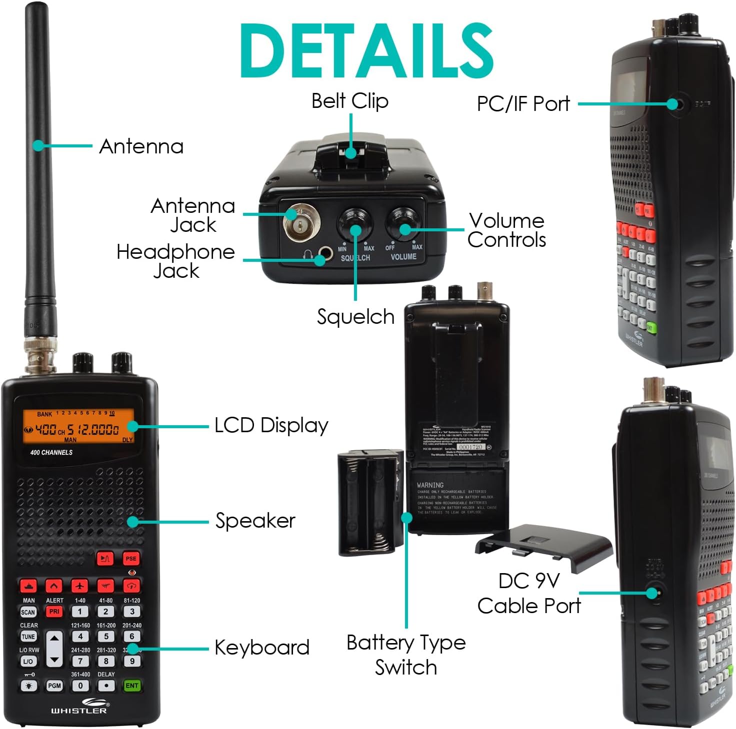 Whistler WS1010 Scanner Components Diagram