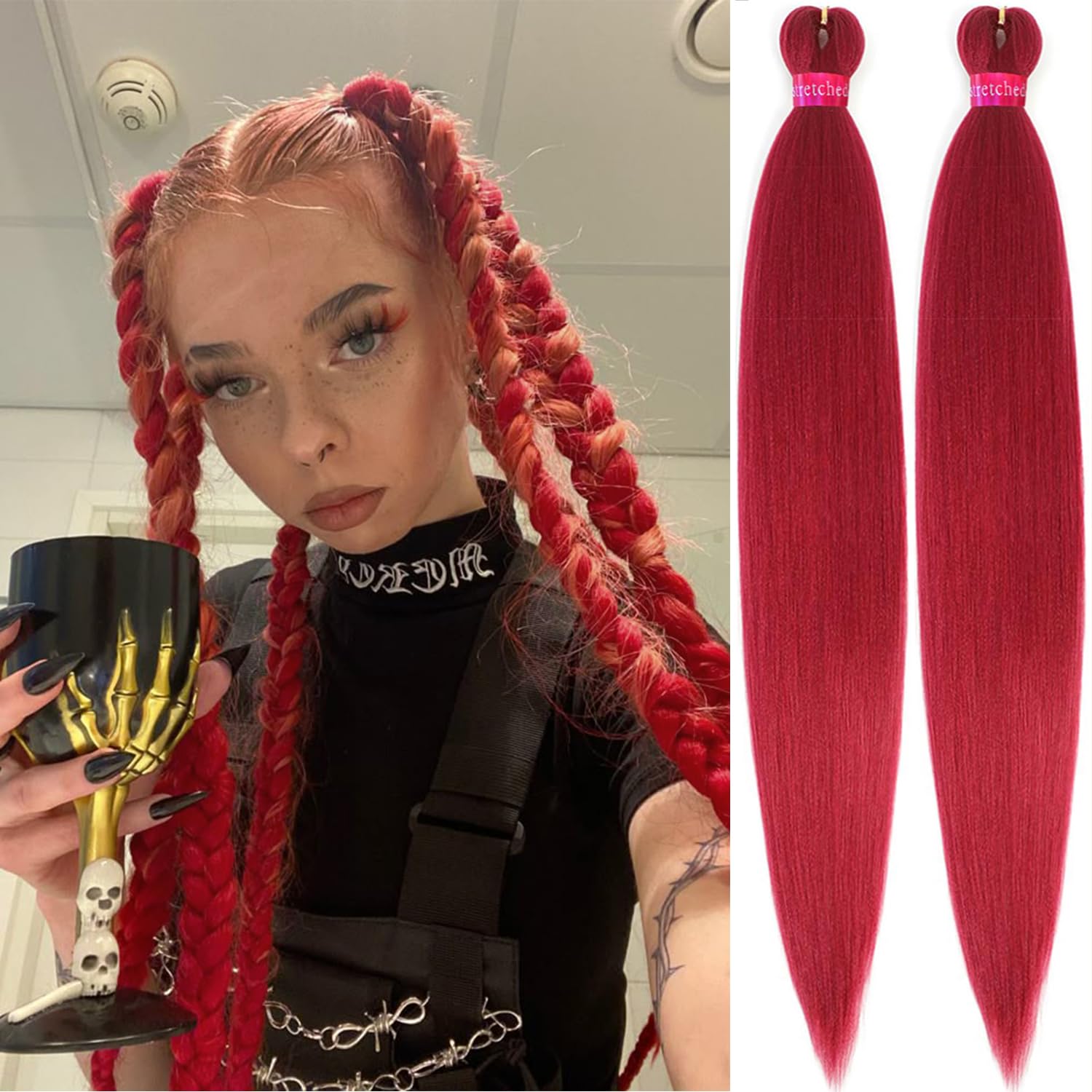 Amazon.com : yuzshuooxin Rose Red Color Pre Stretched Braiding