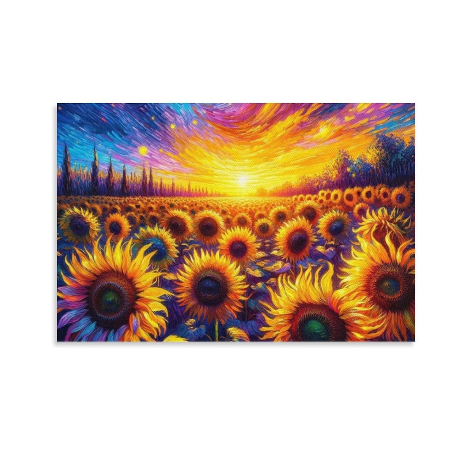 CPLVKWRQJ Sunflower 1 Piece Vibrant Sunflower Field at Sunrise Canvas Art Decor - Bedroom Nursery Wall Hanging Space Saving Ready to Hang 20x30inch(50x75cm)