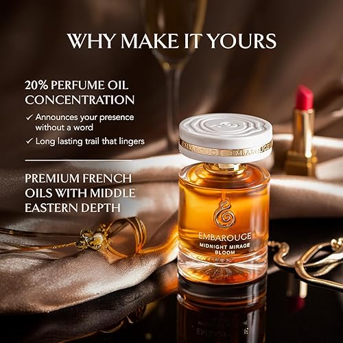 Miniatura 5 de EMBAROUGE MIDNIGHT MIRAGE BLOOM Perfume para mujer  Perfume para mujeres  Nota superior cítrica  100 ml  3.4 fl oz  Fragancia ámbar y fougère