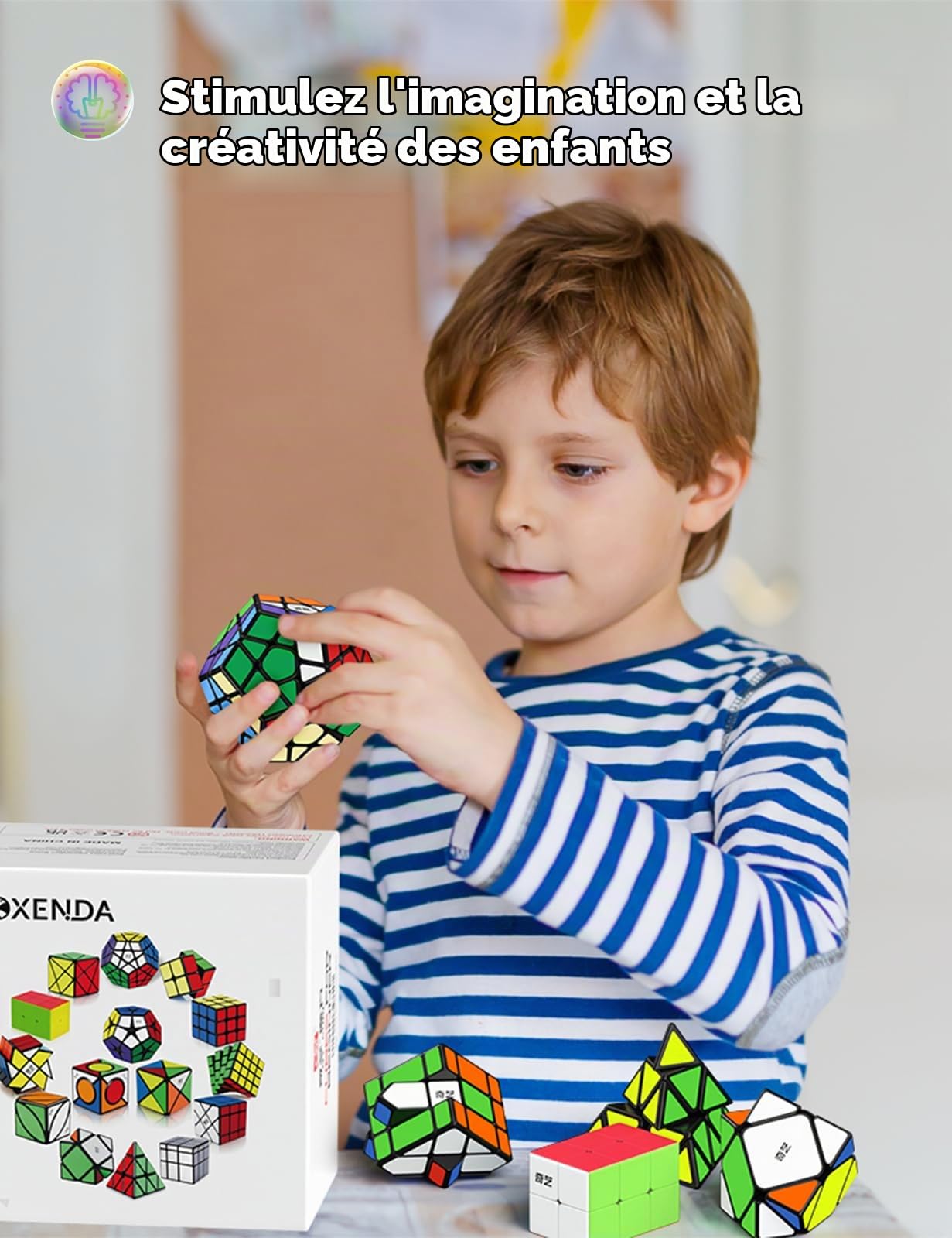ROXENDA Set de Cube de Vitesse incluant Dodécaèdre Cube et Cube Pyramide - Excellente qualité et Mouvement Fluide, idéal pour améliorer la Concentration et l'agilité mentale (15 Pièces)