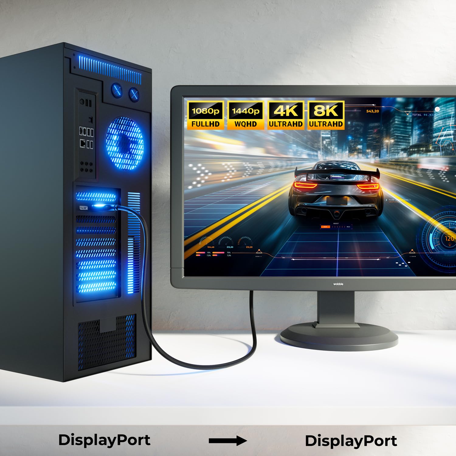 UVOOI Lot De 2 Câbles DisplayPort Vers DisplayPort De 1,8 M - Câble DisplayPort Mâle Vers