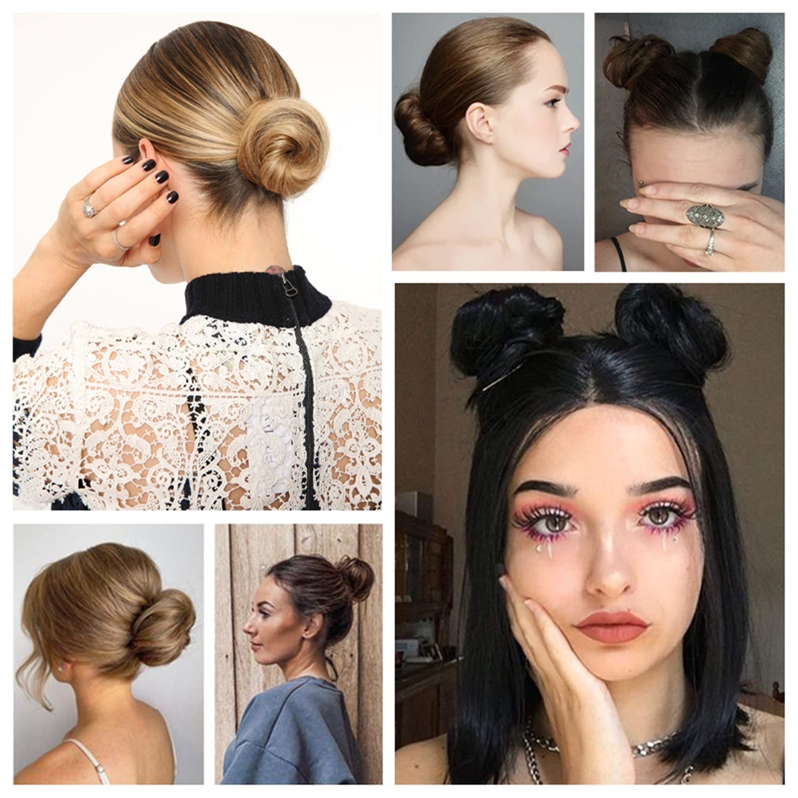 Messy Bun Haarteile 1/2PCS Band Pferdeschwanz Scrunchy Haarteil for Frauen Echthaar Dutt Chignon Unordentliche Dutt Haarteile Donut Chignon mit elastischem Gummi Brötchen Haarteil (Size : 2 Piece, C
