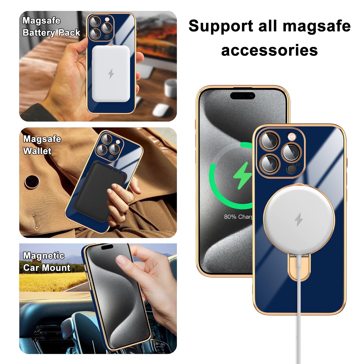 Luxury Leather Case For IPhone 16 15 14 Pro Max 13 12 Magnet Stand