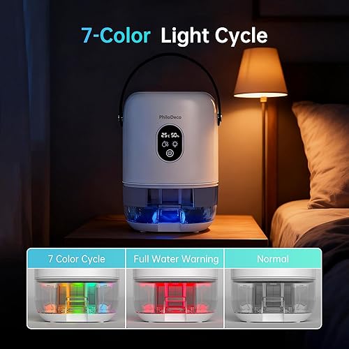 Miniatura 6 de PHILODECO Deshumidificador de 280 pies cuadrados de 35 onzas, deshumidificadores pequeños portátiles para dormitorio, baño, sótano, RV con modo CO,