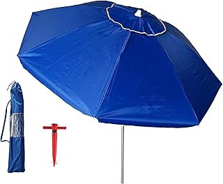 Pincho Sombrilla Playa 180 cm, Aluminio, UPF+50 bloquea 99% de Rayos UV, 8 Varillas de Fibra de Vidrio, Muy Ligera 1,5 kg, Ventana Superior