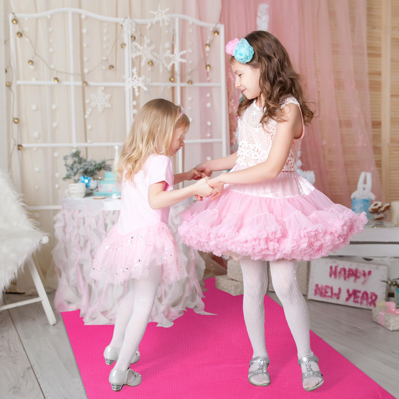 Tapis de couloir de 55 g/m² d'épaisseur avec 1 ruban adhésif pour mariage, Noël, Action de grâce, accessoires d'extérieur, fête de mariage, tapis de couloir (rose rouge, 7,8 x 9,1 m)