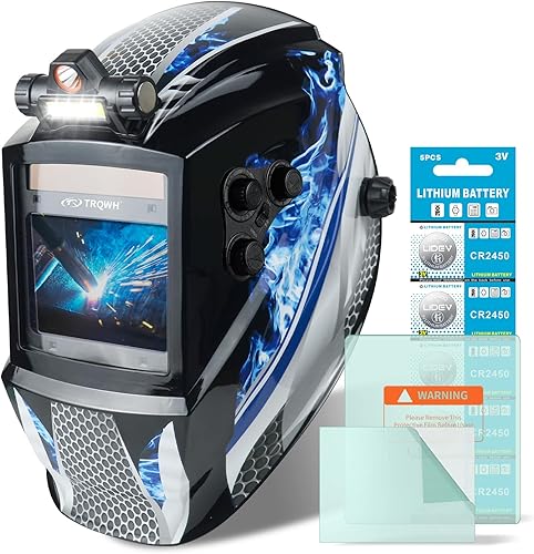 Casco de soldadura de oscurecimiento automático, máscara de soldadura de visión grande, color verdadero, campana de soldadura con 4 sensores de arco