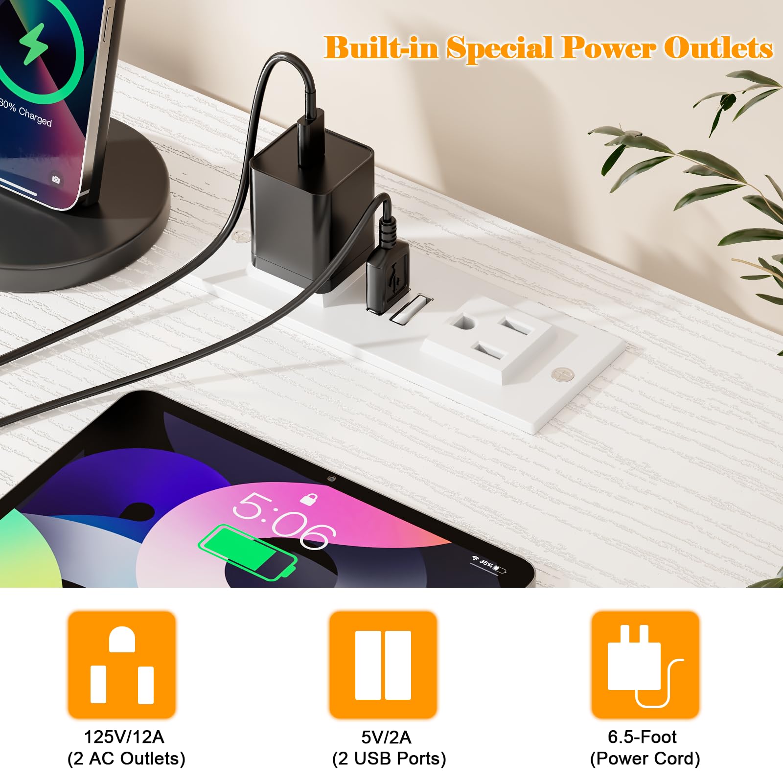 Amazon | Furologee ダブルデスク 電源コンセント付き 71インチ