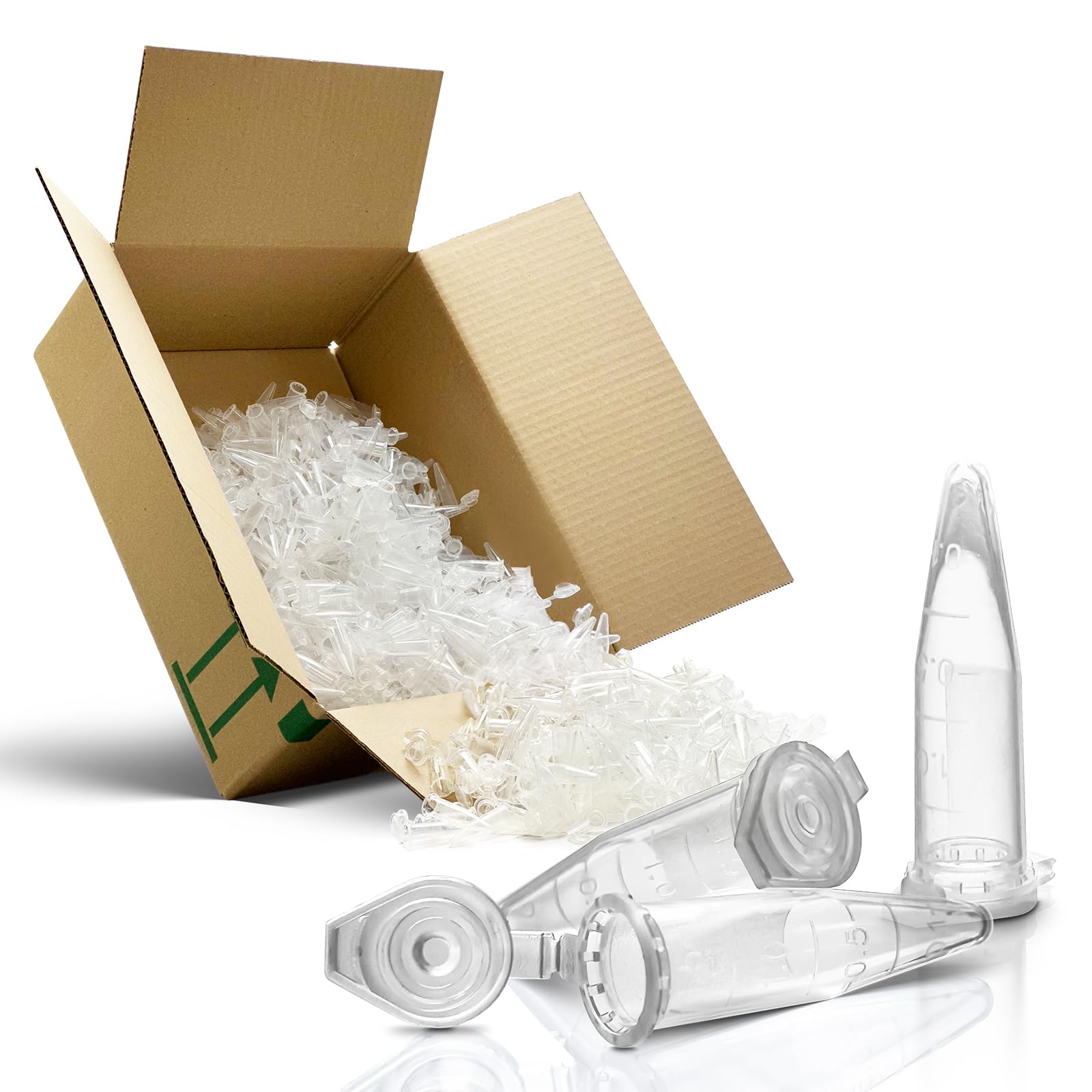 1000pc (2x 500pc Pack) RE-GEN Micro Centrifuge Tube, 1.5ml Micro Test Tubes Sample Vial Containers Clear Plastic Conical Microtube Graduated Centrifuge Tube Snap Closure Lid Laboratory Test Tube